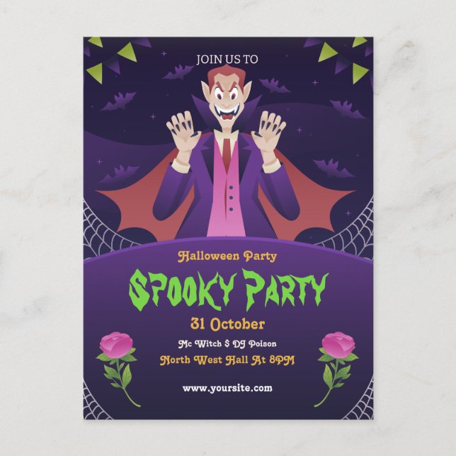 Invitación editable de Halloween, Fiesta de Hallow (Anverso)