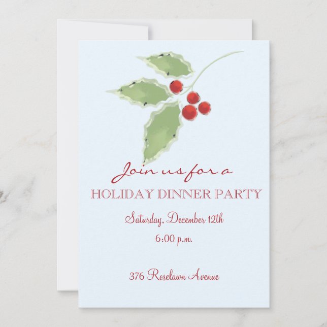 Invitación editable de Holly Sprig (Anverso)