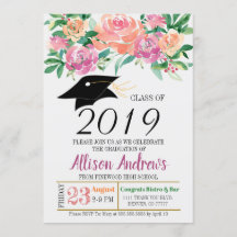 Invitación Editable de la graduación - floral