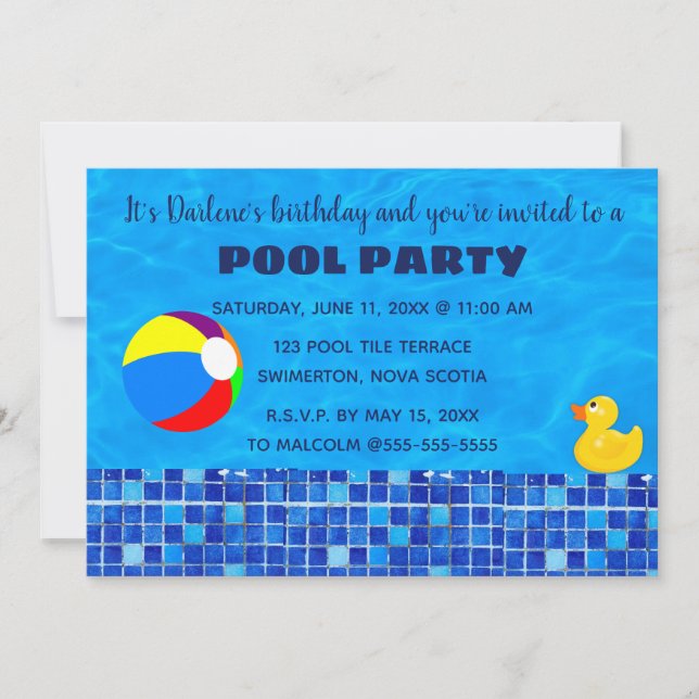 Invitación editable de mosaico para fiesta en la p (Anverso)