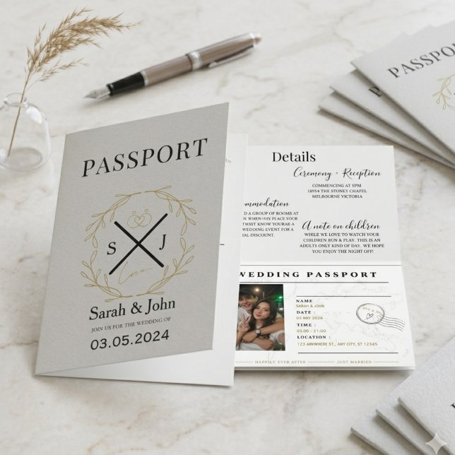 Invitación editable de pasaporte de boda | Destino (Subido por el creador)