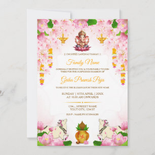 Invitación editable de Puja de Griha Pravesh hindú