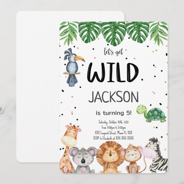 Invitación editable de safari (Anverso / Reverso)