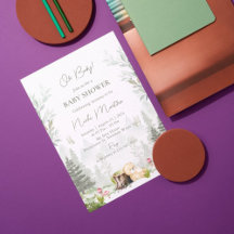 Invitación editable de Woodland Baby Shower
