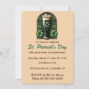 Invitación Editable Día de la Cerveza Verde Irlandesa Shamroc