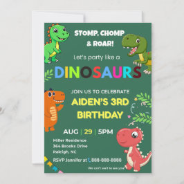 Invitación Editable Dinosaur Birthday Invitation