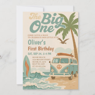 Invitación Editable El Big One Surfing 1er cumpleaños
