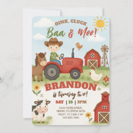 Invitación Editable Farm Animals Birthday 