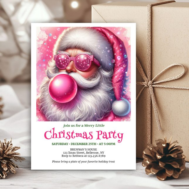 Invitación Editable Funny Santa Heart Glasses Christmas  (Editable Funny Santa Heart Glasses Christmas Invitation

)