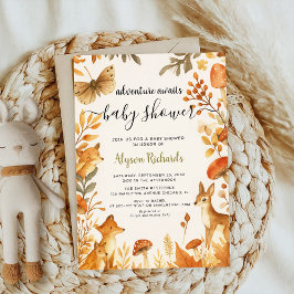 Invitación Editable Gender Neutral Fall Woodland Baby Shower