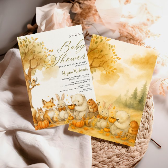 Invitación Editable Gender Neutral Fall Woodland Baby Shower (Subido por el creador)