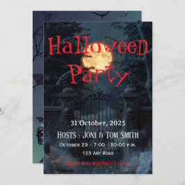 Invitación Editable Haunted Gate Halloween Party Invitation 