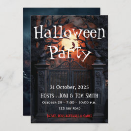 Invitación Editable Haunted Gate Halloween Party Invitation