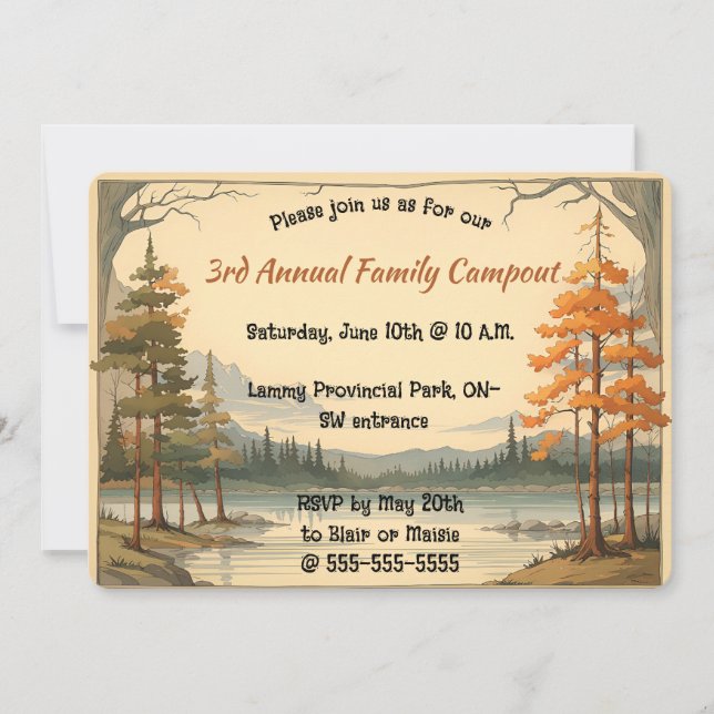 Invitación Editable Landscape Lake and Trees (Anverso)