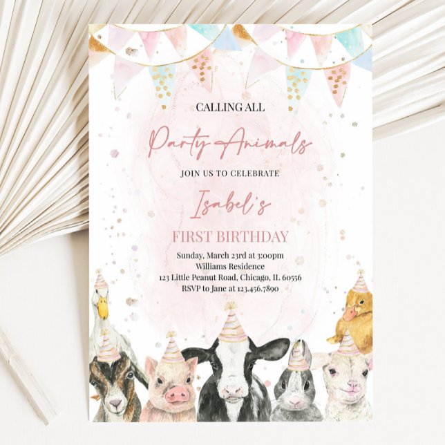 Invitación Editable Llamada a Todos los Animales de Fiesta Gr (Subido por el creador)