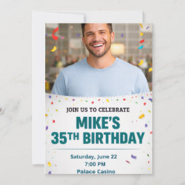 Invitación Editable Men’s Birthday Invitation Card with Photo