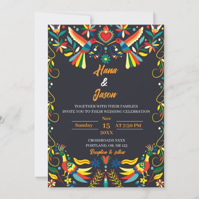 Invitación Editable Mexican Wedding Invitation 4 (Anverso)