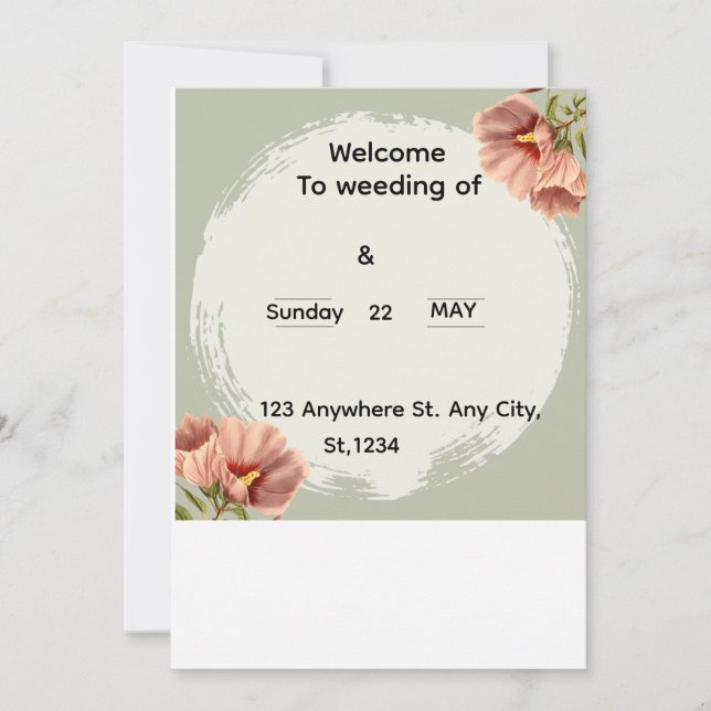 Invitación Editable Minimal Floral Wedding Invitation (Anverso)