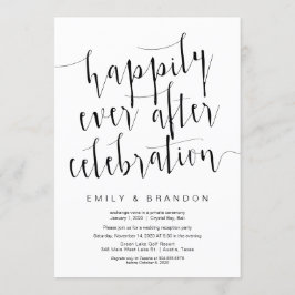 Invitación Editable Moderno Script Negro, Huida de Boda