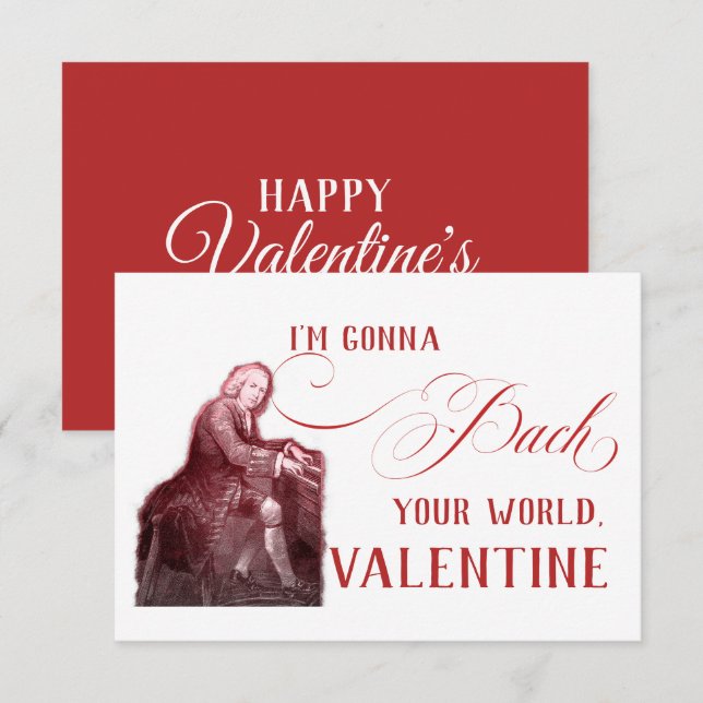Invitación EDITABLE Música Clásica con Bach ValentCard (Anverso / Reverso)