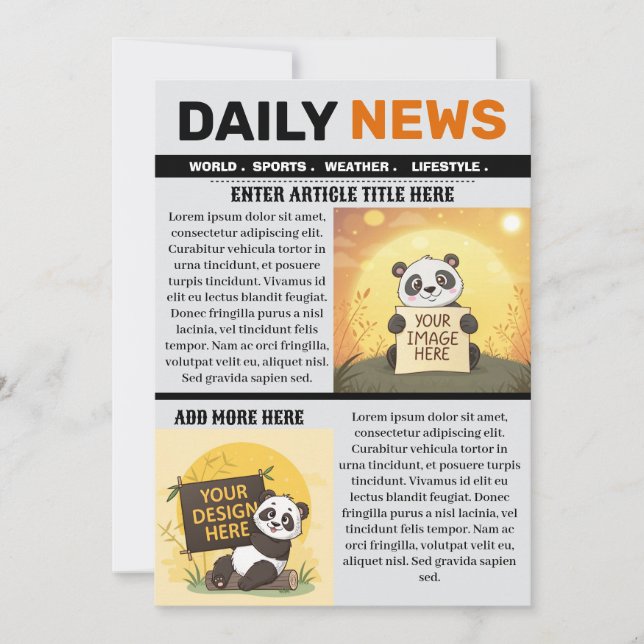 Invitación Editable Newspaper Article Template (Anverso)