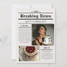 Invitación Editable Newspaper Birthday Invitation Template 