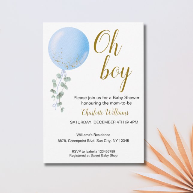 Invitación editable Oh Boy Baby Shower (Subido por el creador)