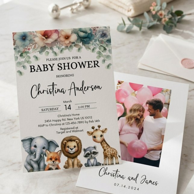 Invitación Editable para Baby Shower de Safari con (Subido por el creador)