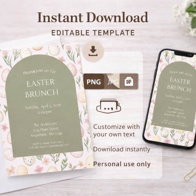 Invitación Editable para Brunch de Pascua Descarga (Subido por el creador)