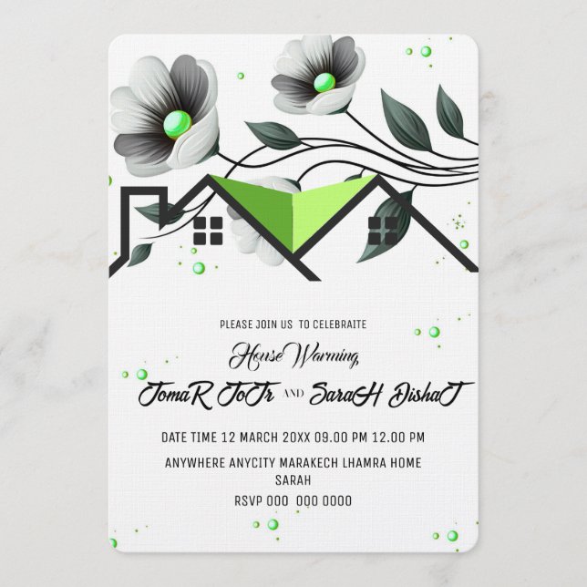 Invitación editable para calentar la casa, P (Anverso)