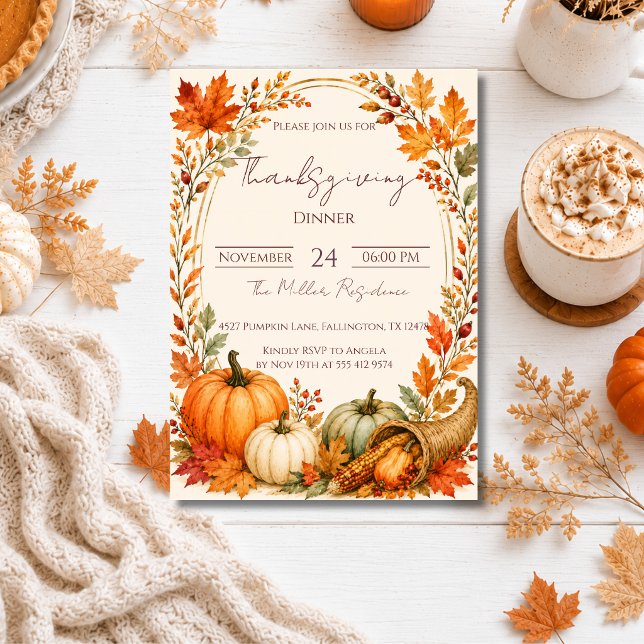 Invitación editable para cena de Acción de Gracias (Subido por el creador)
