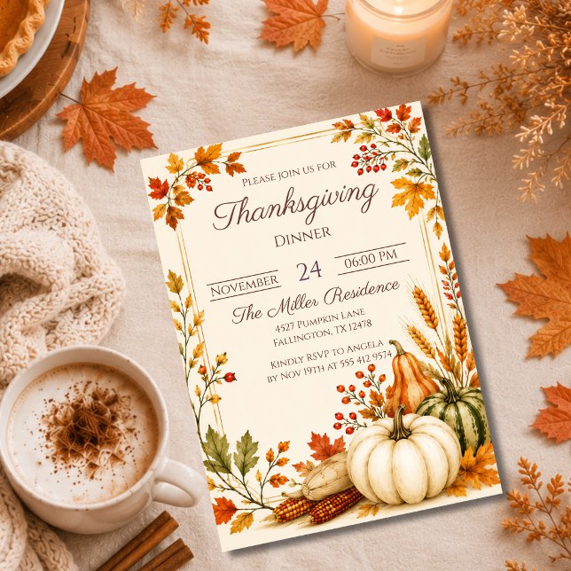 Invitación editable para cena de Acción de Gracias (Subido por el creador)