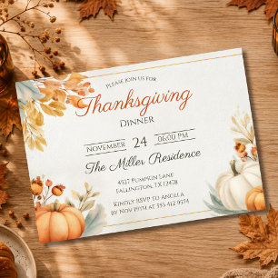 Invitación editable para cena de Acción de Gracias