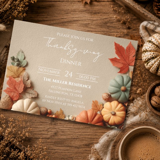 Invitación editable para cena de Acción de Gracias (Subido por el creador)