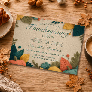 Invitación editable para cena de Acción de Gracias