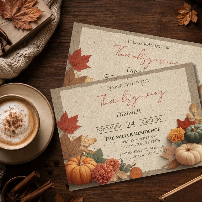 Invitación editable para cena de Acción de Gracias (Subido por el creador)