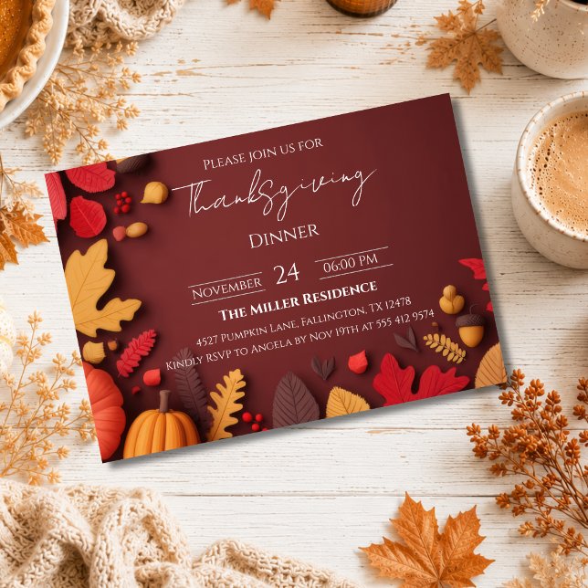 Invitación editable para cena de Acción de Gracias (Subido por el creador)