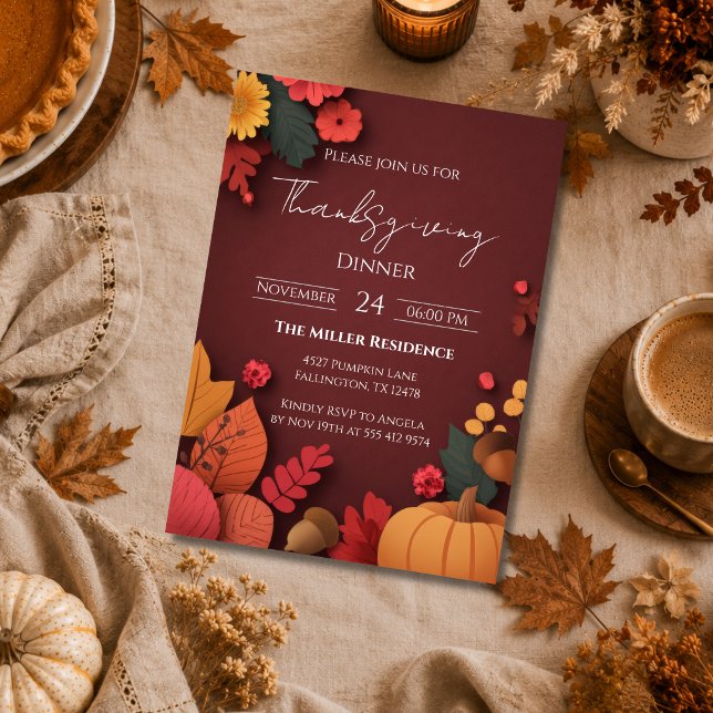 Invitación editable para cena de Acción de Gracias (Subido por el creador)