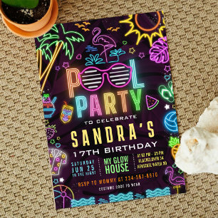 Invitación editable para cumpleaños 17 con fiesta 