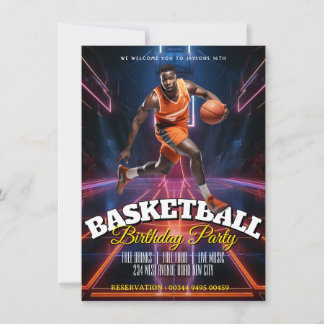 Invitación editable para cumpleaños de baloncesto