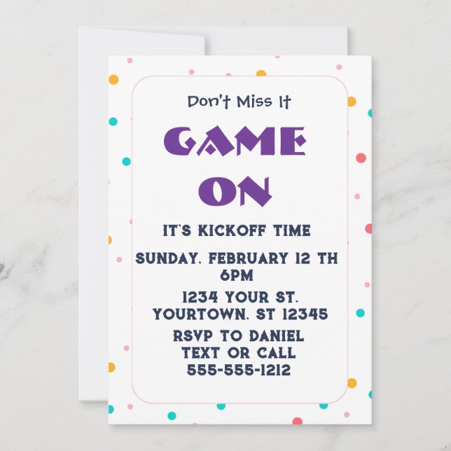 Invitación editable para fiesta de fútbol american (Anverso)