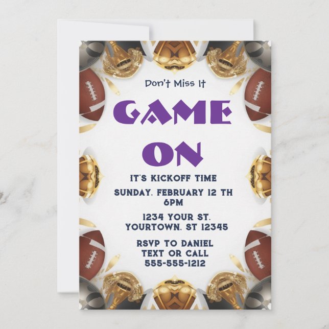 Invitación editable para fiesta de fútbol en vivo  (Anverso)