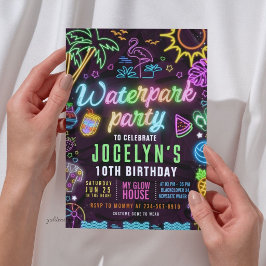 Invitación editable para fiesta de Glow en Waterpa