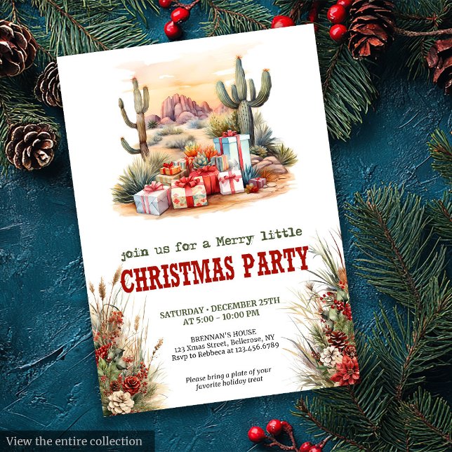 Invitación editable para fiesta de Navidad en el p (Cowboy country Christmas party editable invitation

)