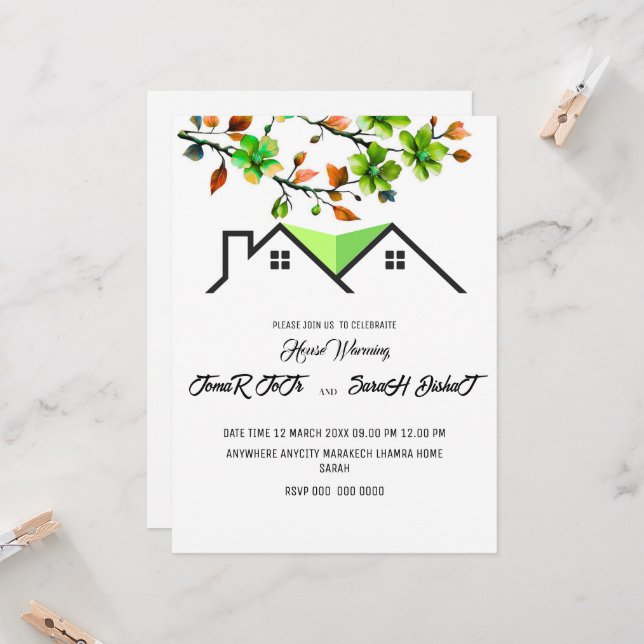 Invitación editable para inauguración de casa, Ina (Anverso/Reverso In Situ)