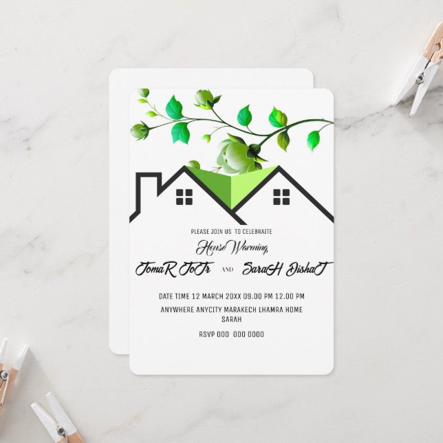 Invitación editable para inauguración de casa, Ina (Anverso/Reverso In Situ)