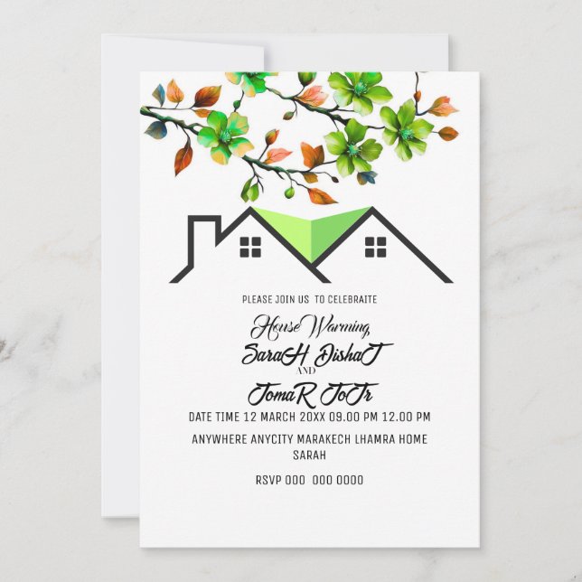 Invitación editable para inauguración de casa, Ina (Anverso)