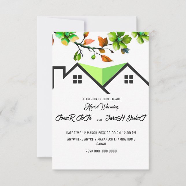 Invitación editable para inauguración de casa, Ina (Anverso)