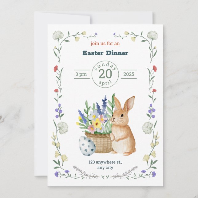 Invitación editable para la cena de Pascua (Anverso)