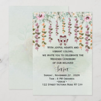 Invitación editable para la ceremonia de Mehndi